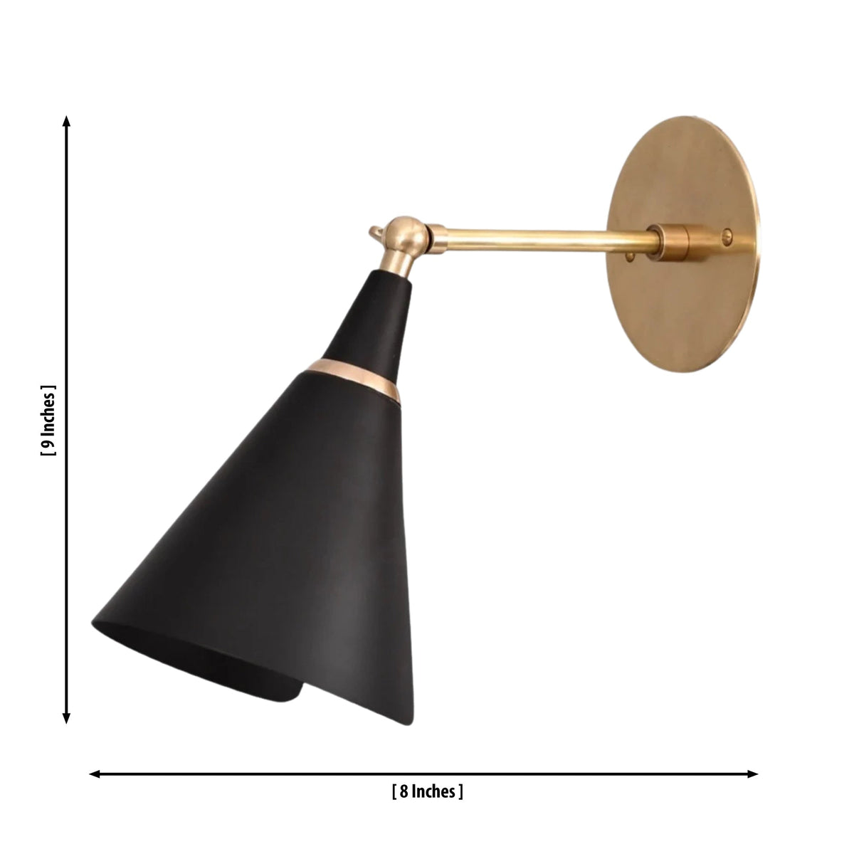 Size guide for Milan Adjustable Cone Wall Sconce – Pivot Arm – 9 Inch – Model 32745