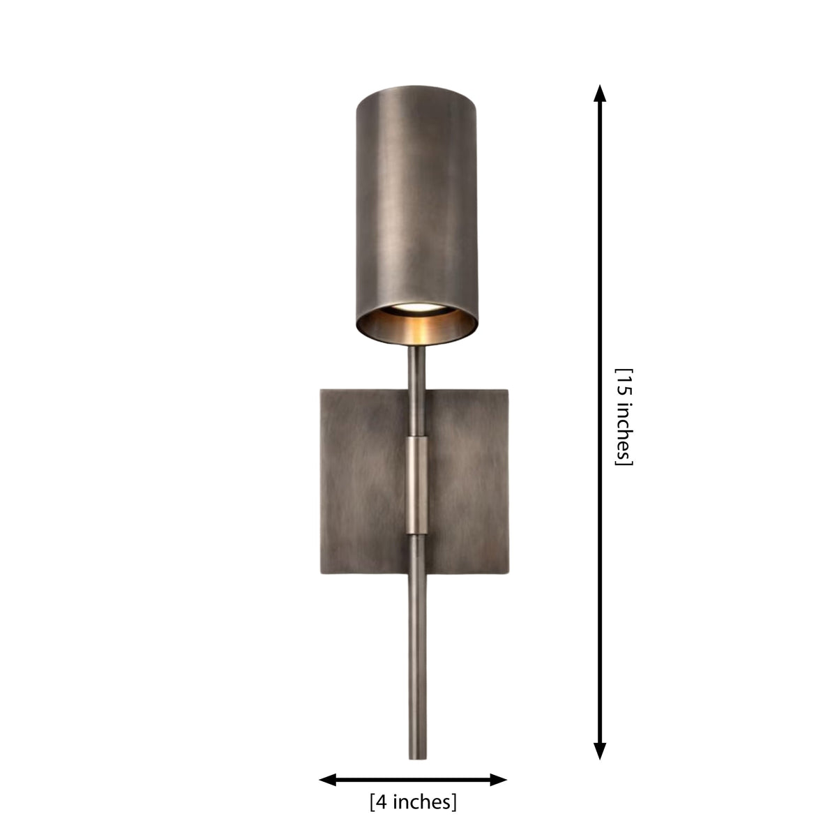 Size guide for Alden Adjustable Cylinder Wall Sconce – 1 Light – 15 Inch – Model 32781