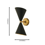 Milan double cone wall sconce with 16 inch height and 6.5 inch width dimensions