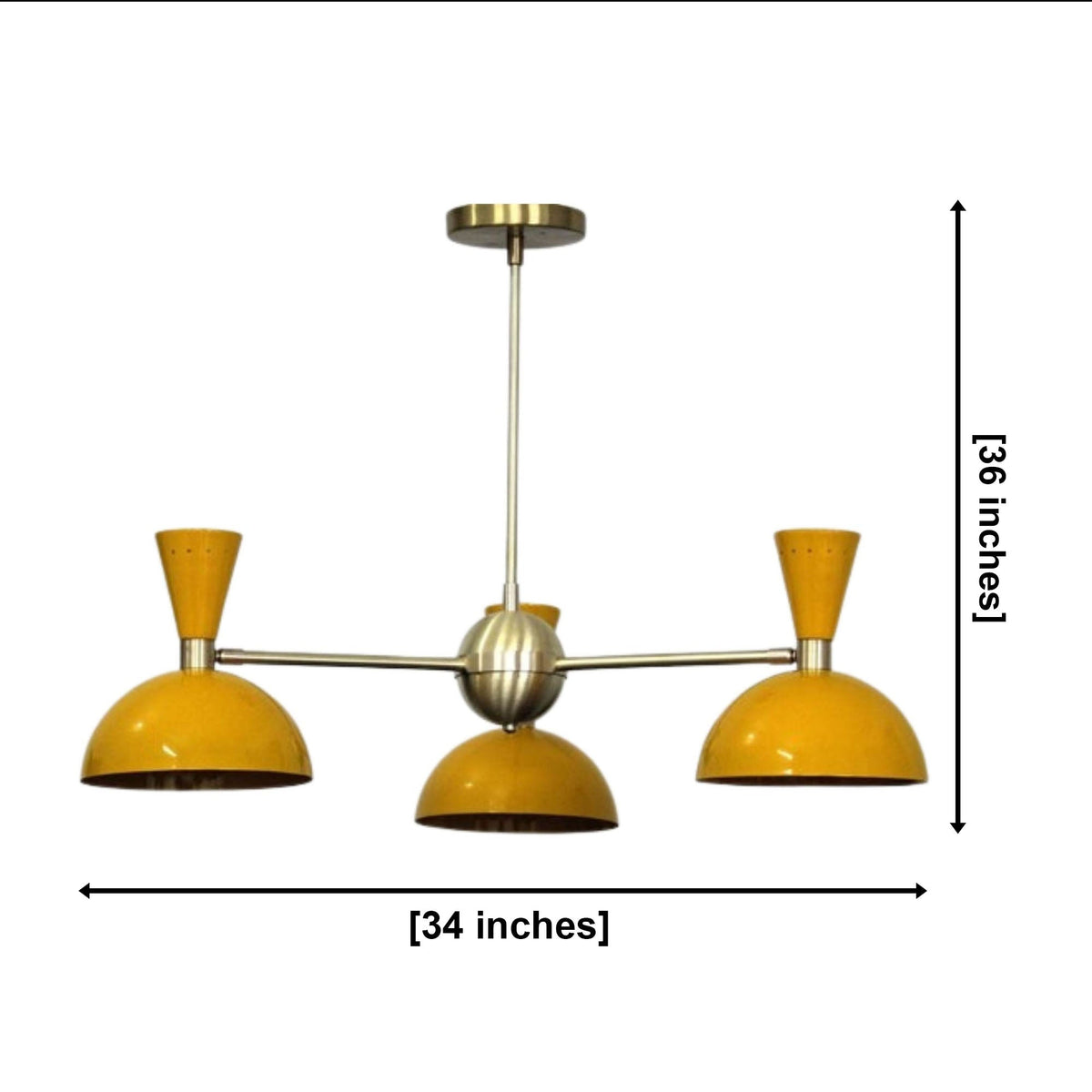 Size guide for Milan Mustard Dome Chandelier – 3 Light – 34 Inch – Model 62027