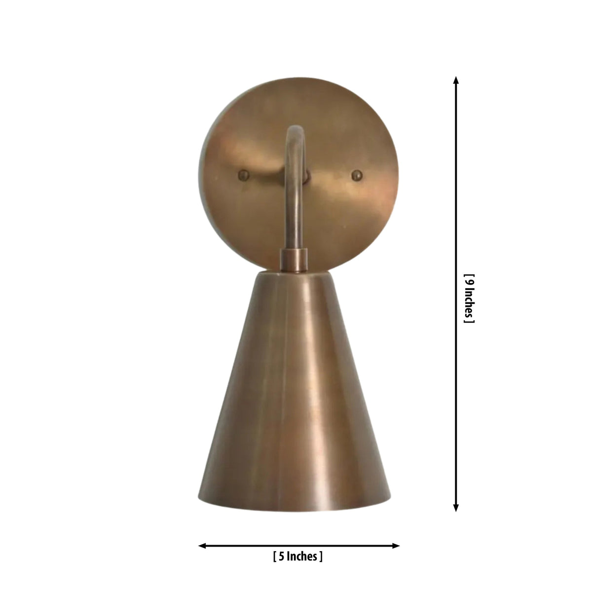 Size guide for Milan Tapered Cone Wall Sconce – Curved Arm – 9 Inch – Model 32748