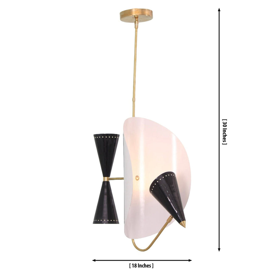 Orion 3-light sculptural chandelier displayed in an elegant modern living room with warm ambient lighting.