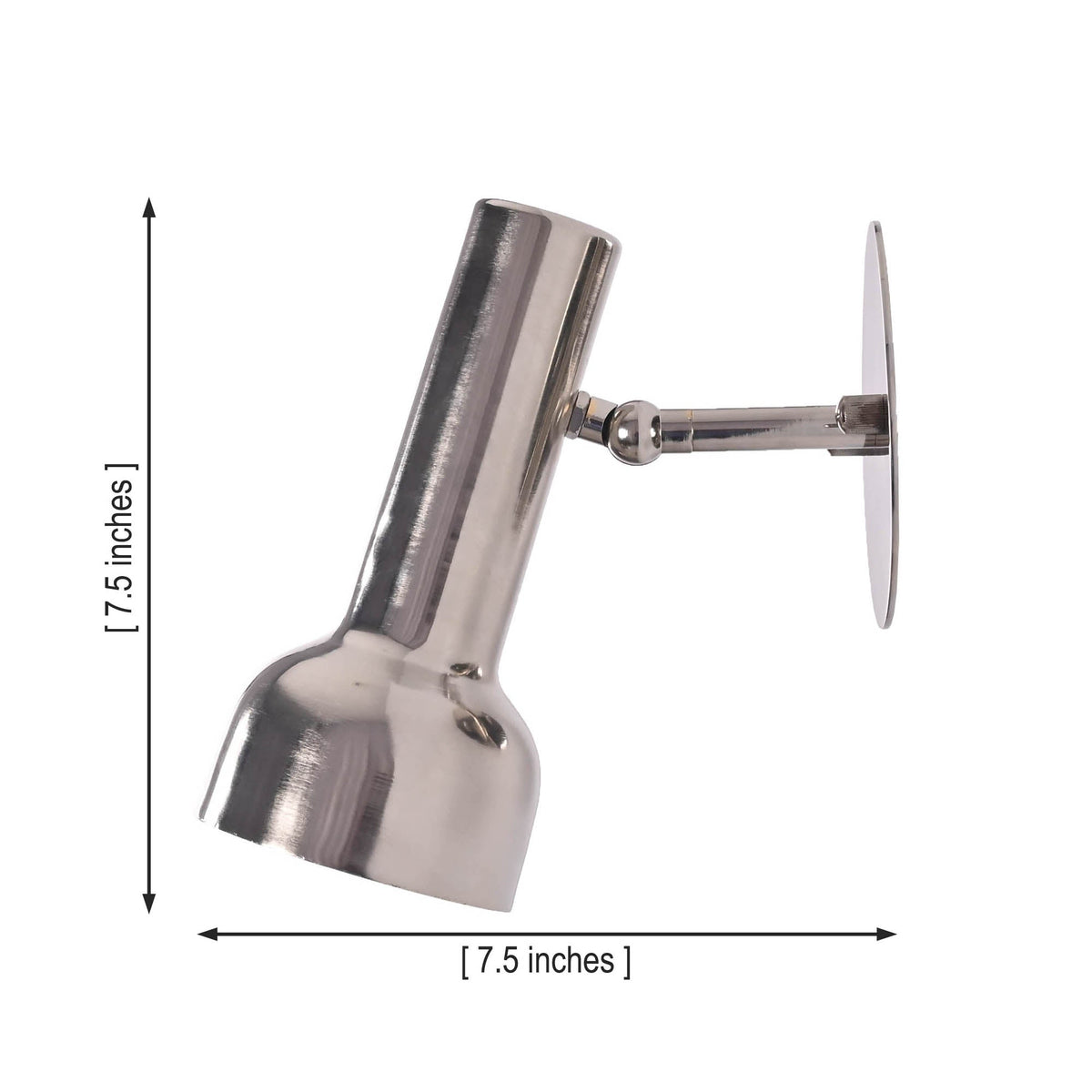Dimension reference of Oslo modern polished nickel adjustable spotlight wall sconce displaying overall height and projection measurements.
