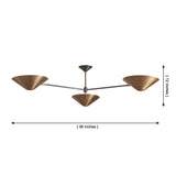 Oslo three cone chandelier dimensions showing 36 inch width and 12 inch height