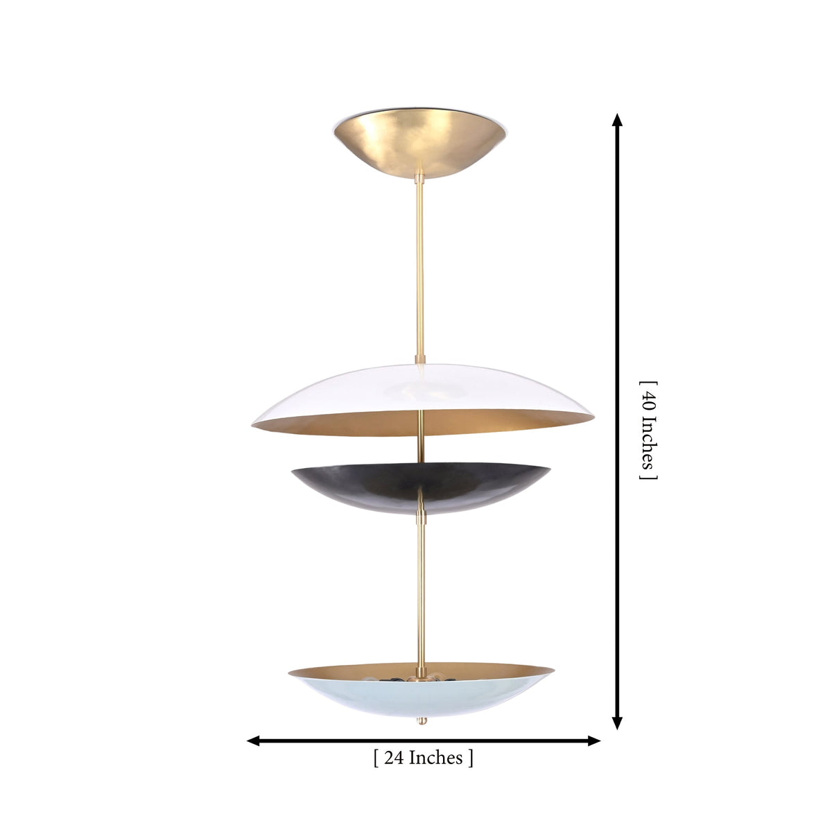 Palermo Tiered Saucer Chandelier dimension image showing 24 inch width and 40 inch overall height.