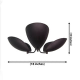 Positano 3 light sculptural petal chandelier dimension view showing 18 inch width and 10 inch height.