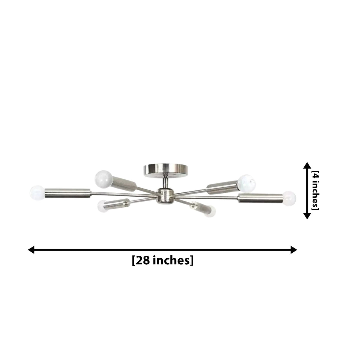 Size guide for Ravenna 6-Light Sputnik Flush Mount Chandelier – 28 Inch – Model 62147