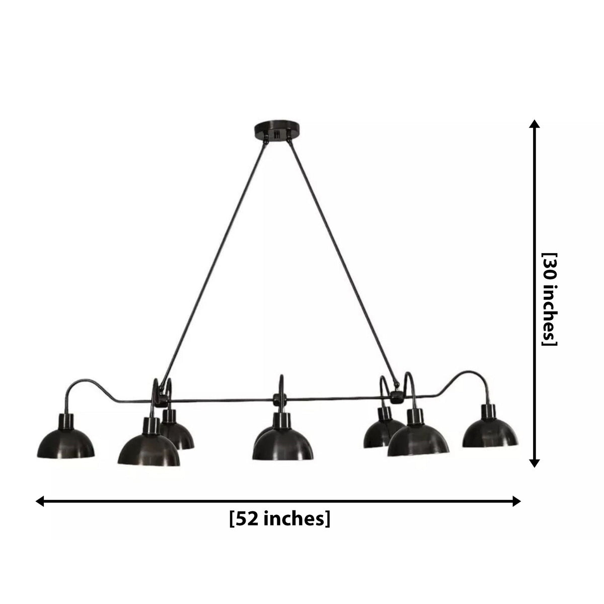 Size guide for Santander Linear Dome Chandelier – 8 Light – 52 Inch – Model 62227