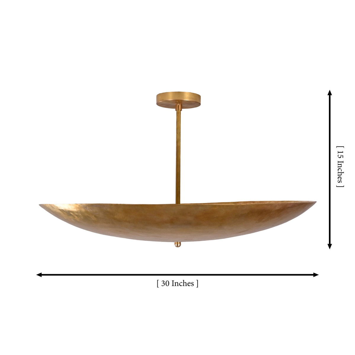 Siena Single Disc Chandelier dimension image showing 30 inch width and 15 inch overall height.