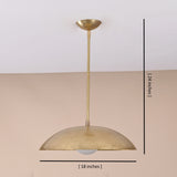 Handcrafted brass dome pendant light showing 18-inch width and 24-inch height, modern ceiling lamp by Brass Leaf Studio