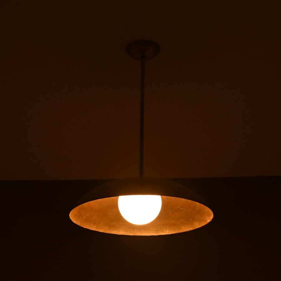 Elegant single dome brass pendant light with brushed finish, minimalist handmade ceiling fixture