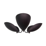 Sloane sculptural 3 light flush mount with curved petal shades in dark bronze finish, angled view