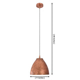 Dimension drawing of Sutton hammered bell pendant light showing an 11-inch shade diameter and 46-inch adjustable overall height.