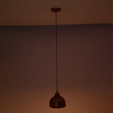 Unlit Sutton hammered copper mini dome pendant light showcasing its artisan hammered copper finish and minimalist suspended design.