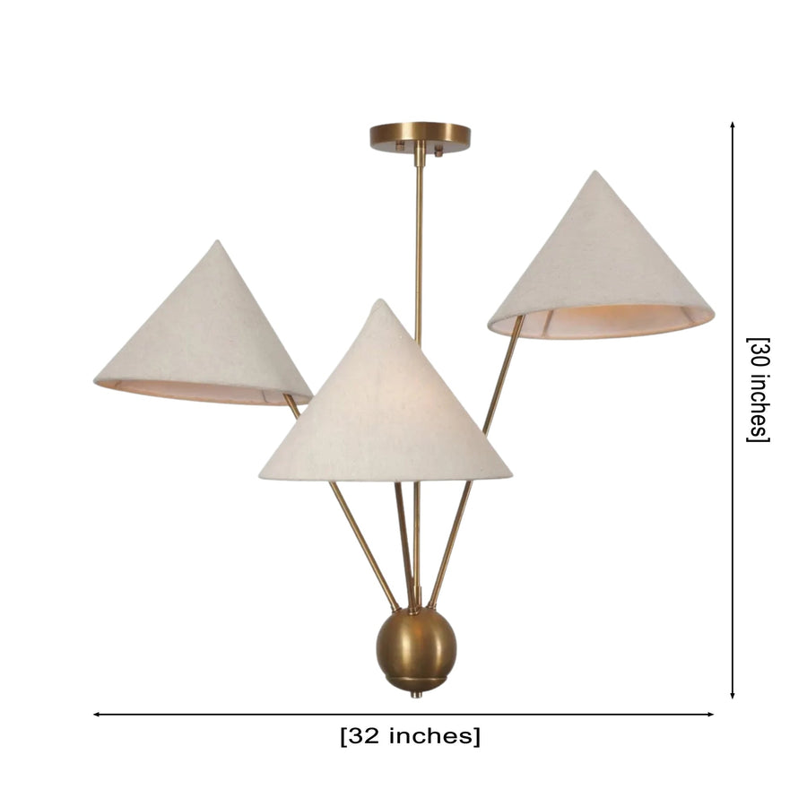 Sutton Modern Multi-Cone Chandelier – 3 Lights – 32 Inch – Model 33208
