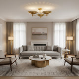 Sutton 3-light perforated bowl chandelier in warm brass finish, front view, Model 33160