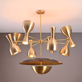 Venice Bottle Disc Chandelier side product view with radial arms, perforated shade rims, and central disc