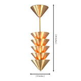 Verona Stacked Cone Pendant dimension image showing 8 inch width and 28 inch overall height.