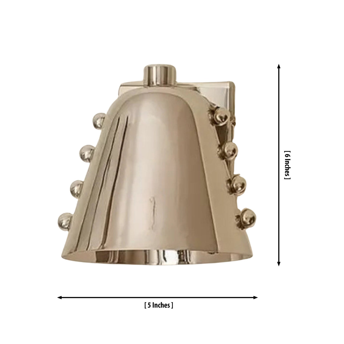 Dimension drawing of the Verona Studded Cone Wall Sconce showing an overall width of 5 inches and height of 9 inches.