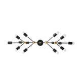 Zurich 14 light Mid-Century Modern chandelier shown from above highlighting its symmetrical branching arms and black finish.