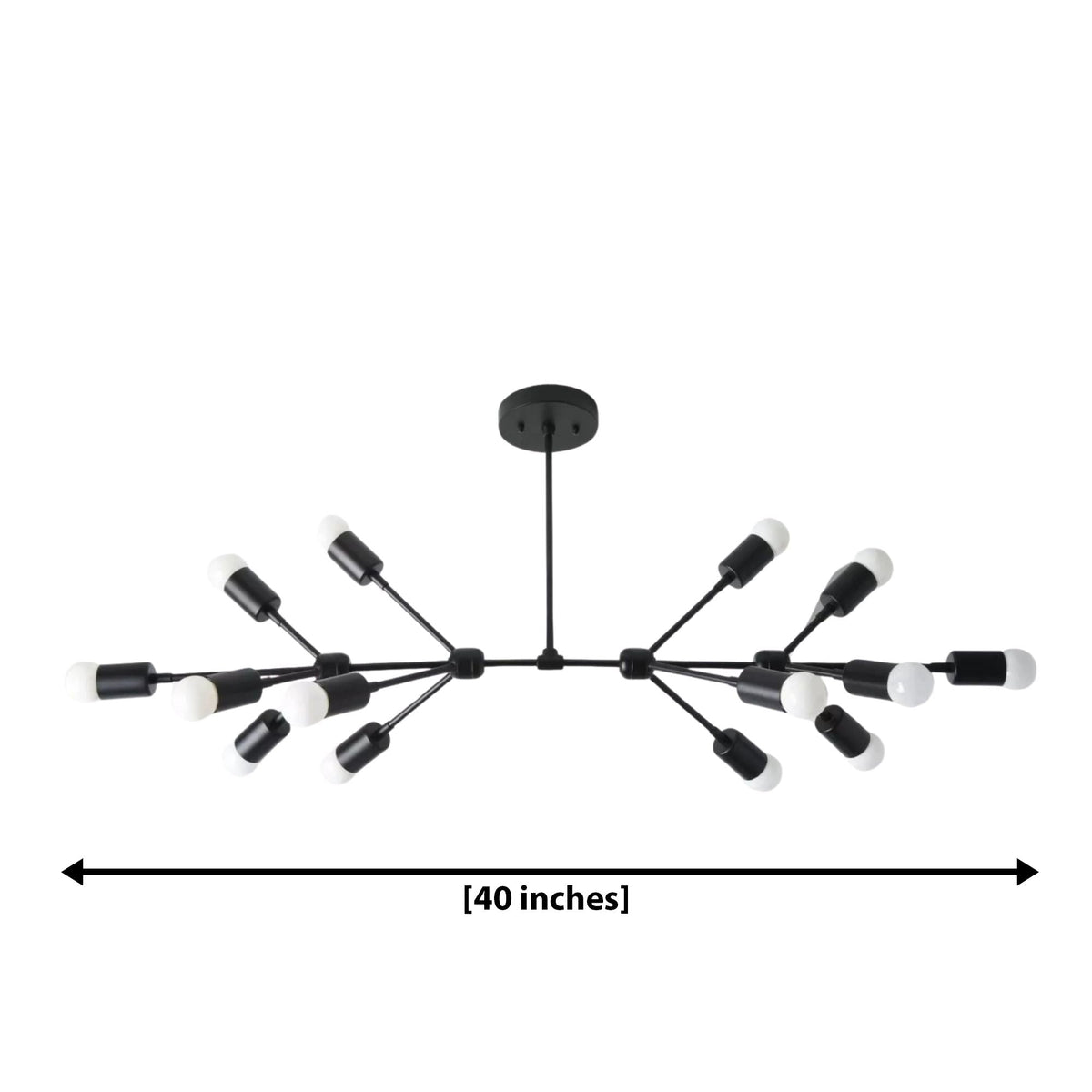 Size guide for Zurich Branching Sputnik Chandelier – 14 Light – 40 Inch - Model 62213