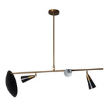 Sleek brass linear light fixture featuring adjustable black and brass shades for directional illumination.