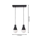 Aspen Dual Socket Pendant Chandelier 2 Light Model 33242 dimensions showing 18-inch width and 46.5-inch adjustable hanging height.