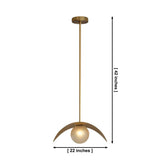 Dimensions of the Aspen Sculptural Crescent Pendant Light Model 33251 showing a 22-inch width and 42-inch overall height.