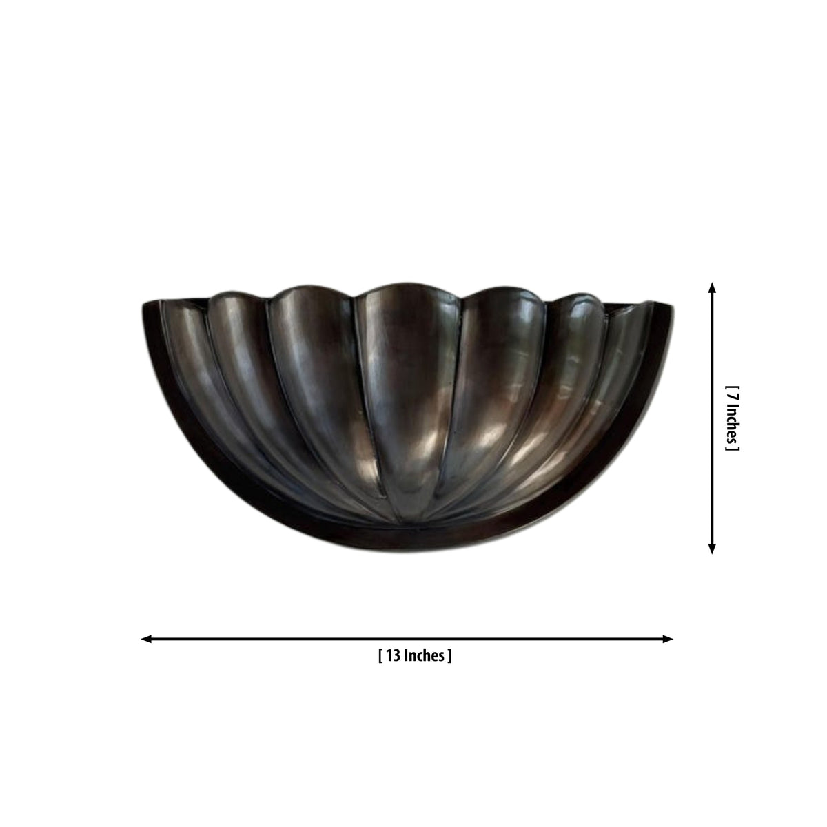 Size guide for Aurora Modern Gunmetal Fluted Half Bowl Wall Sconce – 13 Inch – Model 32696