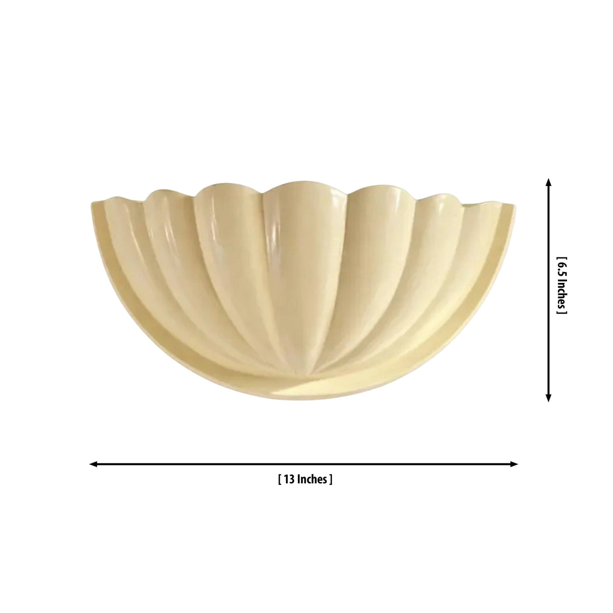 Size guide for Aurora Modern Ivory Fluted Half Bowl Wall Sconce – 13 Inch – Model 32695