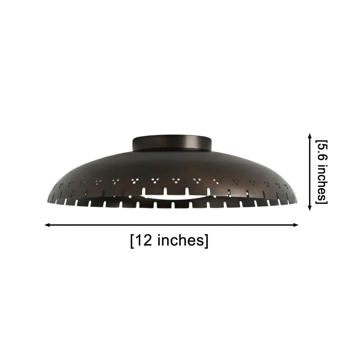 Size guide for Aurora Perforated Disc Flush Mount Ceiling Light – 12 Inch – Model 33249