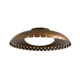 Aurora Perforated Disc Flush Mount Ceiling Light 12 Inch Model 33249 front view showcasing the handcrafted perforated metal disc and frosted glass diffuser.