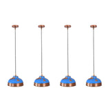 Blue patina copper dome pendant light dimension view showing 47 inch overall height and 12 inch shade width