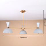 Brass 3-light chandelier with measurement guide showing 30-inch width and 21-inch height.