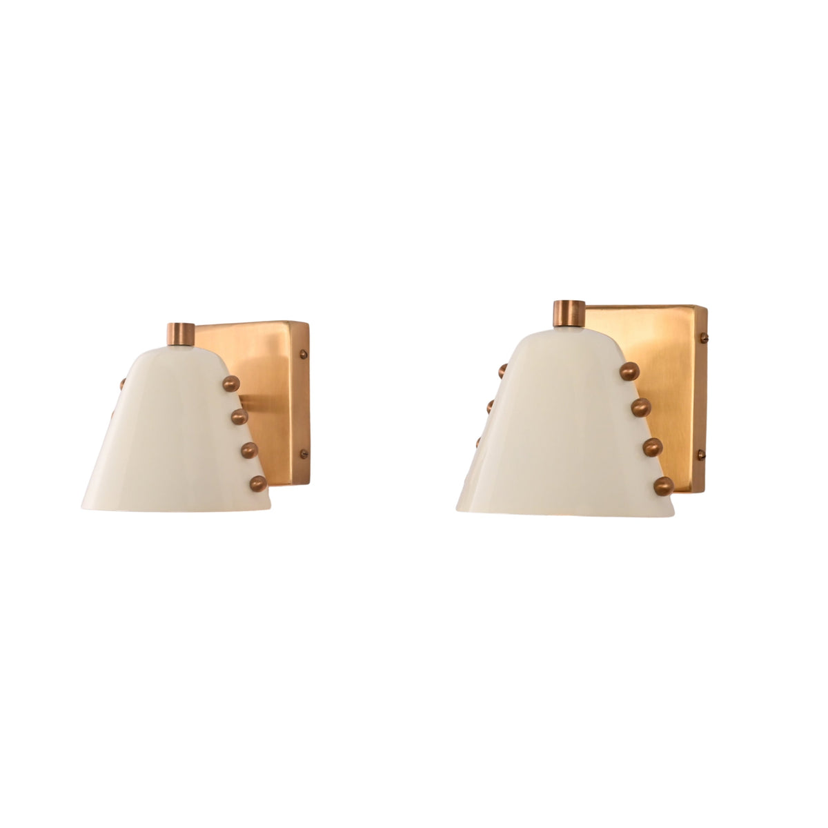 Brass accent white wall sconce pair with compact design and soft focused illumination for stylish home interiors