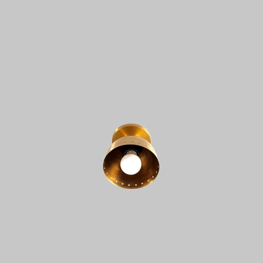Handmade brass bowl ceiling light in brushed finish with warm lacquer coating, designed by Brass Leaf Studio