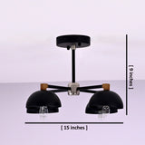 Brass bowl flush mount ceiling light with 15 inch width and 9 inch height shown for size reference.