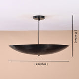 Dimensions of 5-light brass bowl ceiling fixture – 24 inches wide and 15 inches high