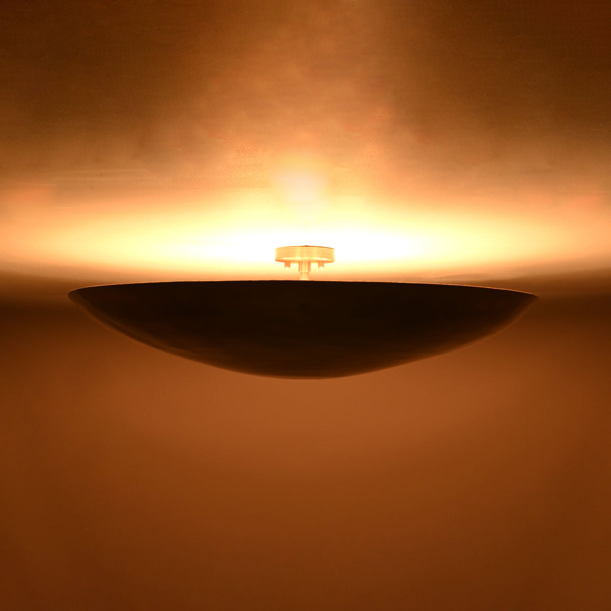 Brass Leaf Studio Aurelia Halo flush mount light with solid brass construction and patina finish