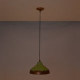 Brass Leaf Studio copper green patina pendant light with 14 inch dome shade for kitchen island and dining room lighting
