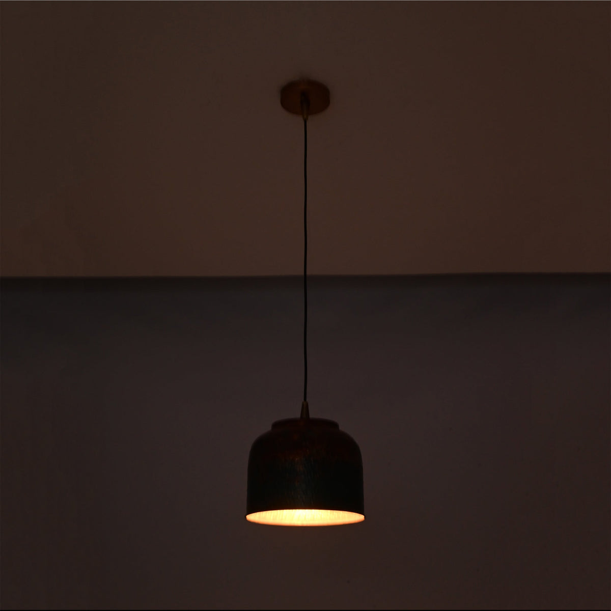 Brass Leaf Studio copper pendant light with multicolor artistic shade and warm glow for luxury interior lighting