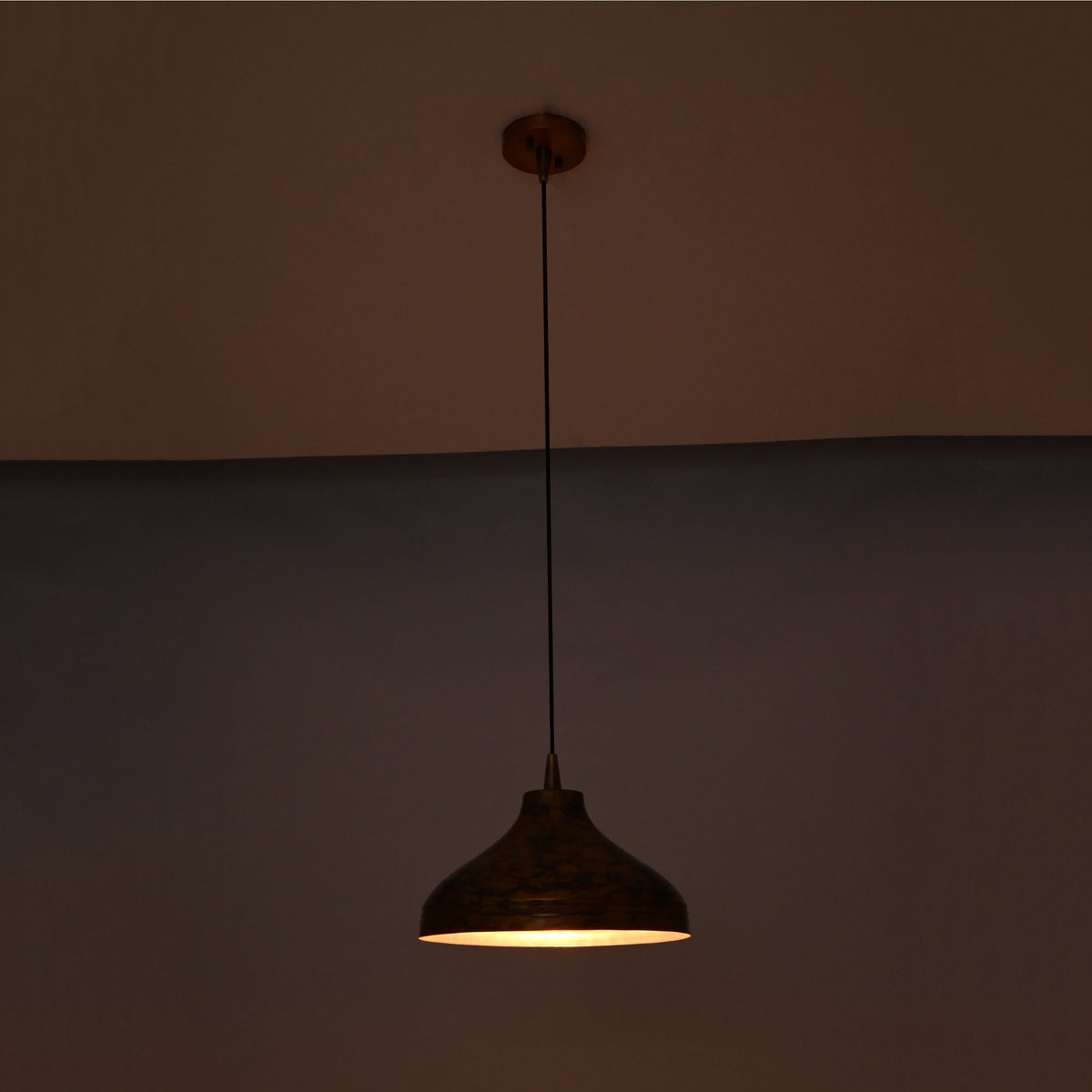 Brass Leaf Studio solid copper dome pendant light with artistic surface finish for luxury kitchen and dining interiors