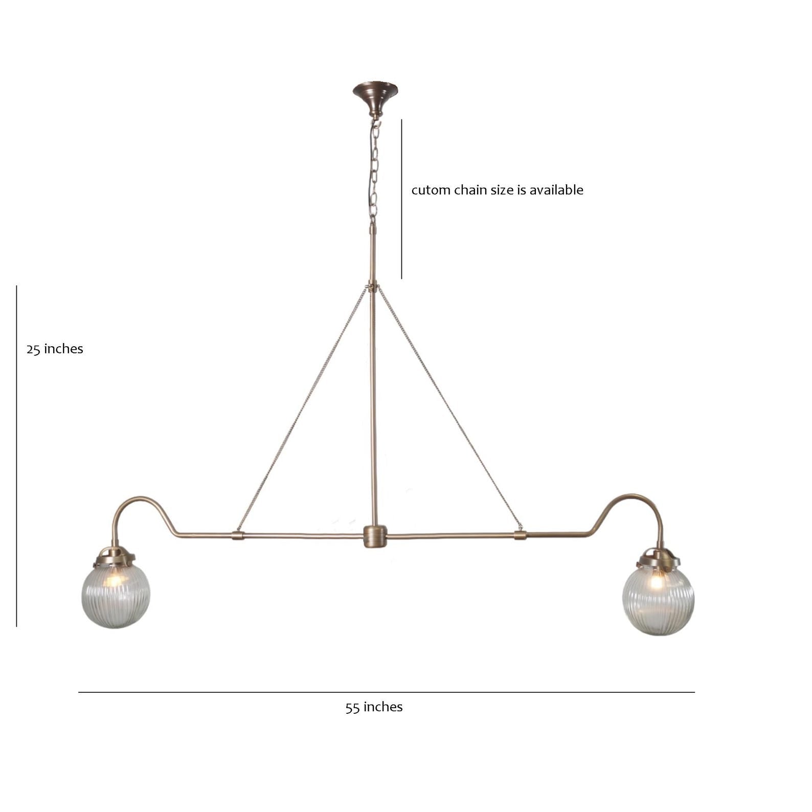 Size guide for Havana Pivot - Diabolo Mid-century Chandelier - 2 Lights - 62611