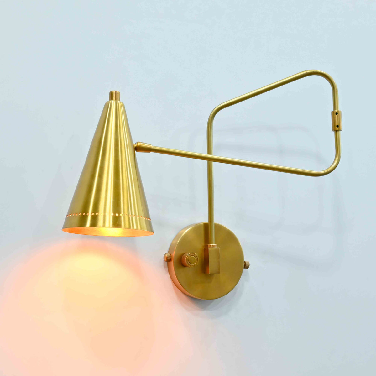 Size guide for Milan Raw Brass Swing Arm Wall Sconce – Solid Brass Bedroom Reading Light 72223