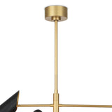 Brushed brass ceiling canopy and suspension rod detail of modern industrial chandelier