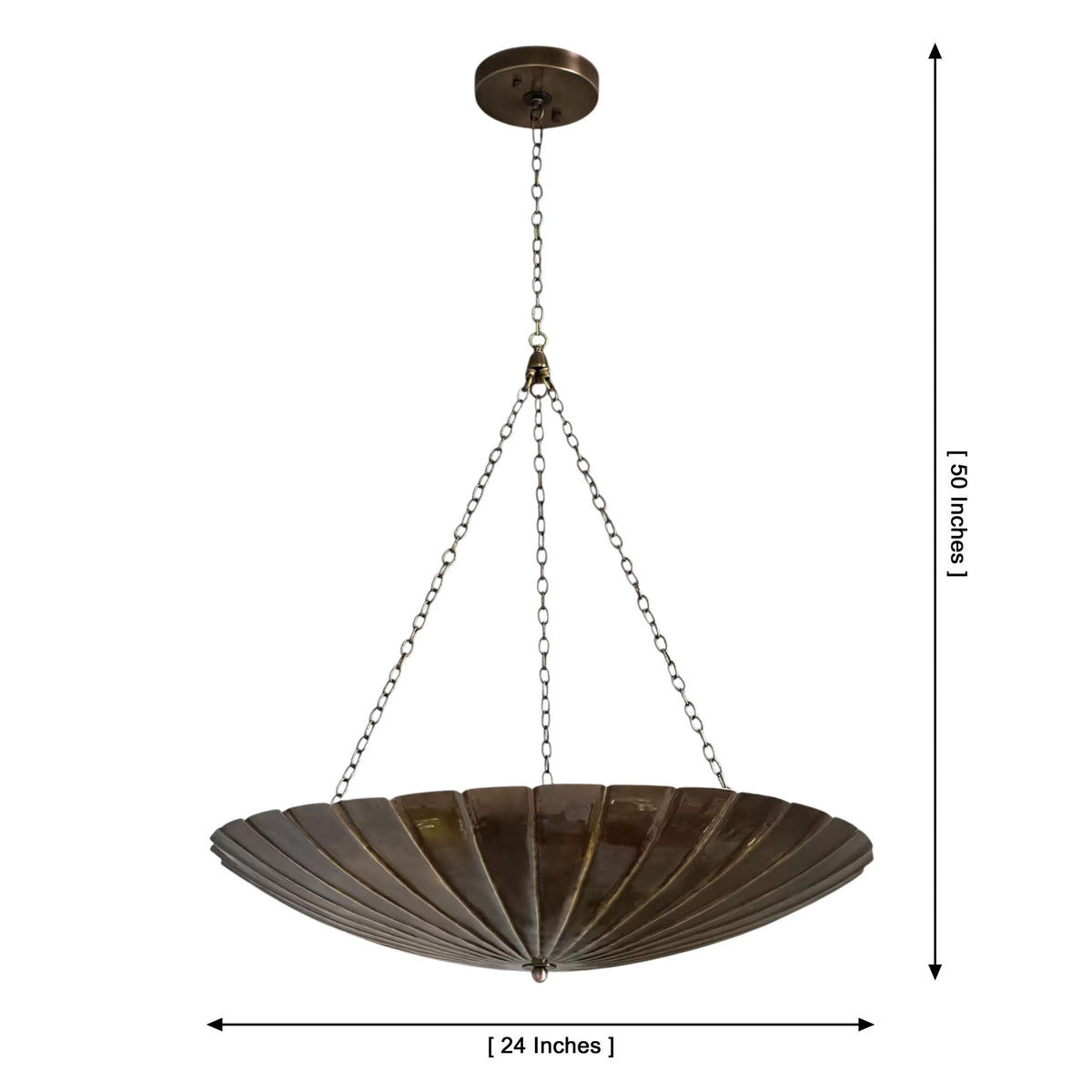 Size guide for Cambria Modern Fluted Bowl Chandelier – 3 Light – 24 Inch – Model 33188