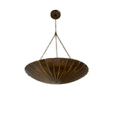 Cambria Modern Fluted Bowl Chandelier front view with sculptural ribbed brass bowl shade