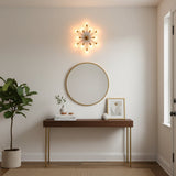 Chelsea brass wall sconce dimension view showing 28 inch width and 31 inch height for product size reference