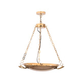 Classic hanging bowl light fixture with brass chain details and polished finish for dining room, entryway, and living room décor