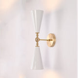Copenhagen double cone wall sconce shown in restaurant interior with warm up and down lighting effect